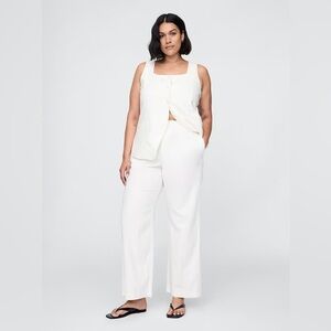 NWT! GAP White Linen-Blend Relaxed Straight Ankle Pants - Size 14 🩷 713961